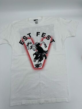 MGK White Tee with EST FEST Graphic Detail M